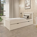 Twin Trundle Bed for Kids, Solid Wood