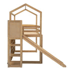 Twin Size Wood House Loft bed with Slide
