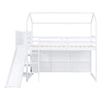 Twin Size Wood House Loft bed with Slide