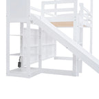 Twin Size Wood House Loft bed with Slide