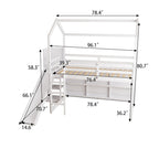 Twin Size Wood House Loft bed with Slide