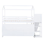 Twin Size Wood House Loft bed with Slide
