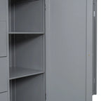 Full Size Wood Loft Bed With Built-in Wardrobes