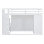 Full Size Wood Loft Bed With Built-in Wardrobes