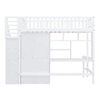 Twin Solid Wood Loft Bed with Integrated Desk and Wardrobe for Storage Solutions