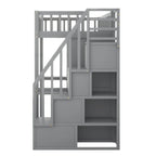 Twin size Loft Bed with Bookshelf,Drawers,Desk,and Wardrobe