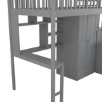 Twin size Loft Bed with Bookshelf,Drawers,Desk,and Wardrobe