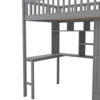 Twin size Loft Bed with Bookshelf,Drawers,Desk,and Wardrobe