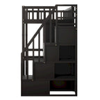 Twin size Loft Bed with Bookshelf,Drawers,Desk,and Wardrobe