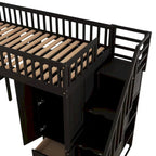 Twin size Loft Bed with Bookshelf,Drawers,Desk,and Wardrobe