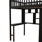Twin size Loft Bed with Bookshelf,Drawers,Desk,and Wardrobe