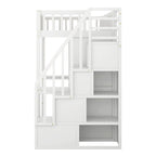 Twin size Loft Bed with Bookshelf,Drawers,Desk,and Wardrobe