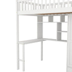 Twin size Loft Bed with Bookshelf,Drawers,Desk,and Wardrobe