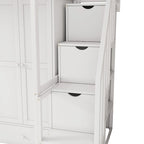 Twin size Loft Bed with Bookshelf,Drawers,Desk,and Wardrobe