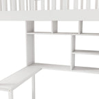 Twin size Loft Bed with Bookshelf,Drawers,Desk,and Wardrobe