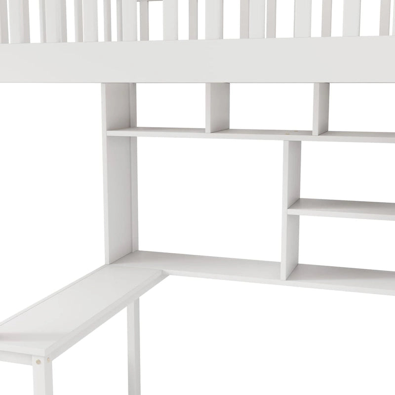 Twin size Loft Bed with Bookshelf,Drawers,Desk,and Wardrobe