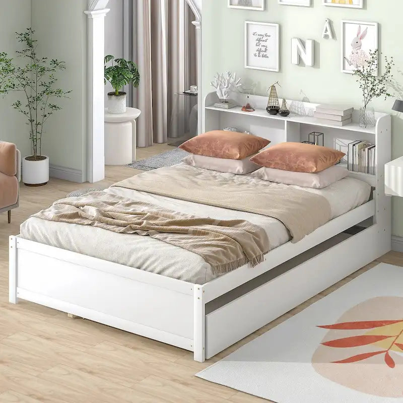 Full Bed with Trundle,Bookcase