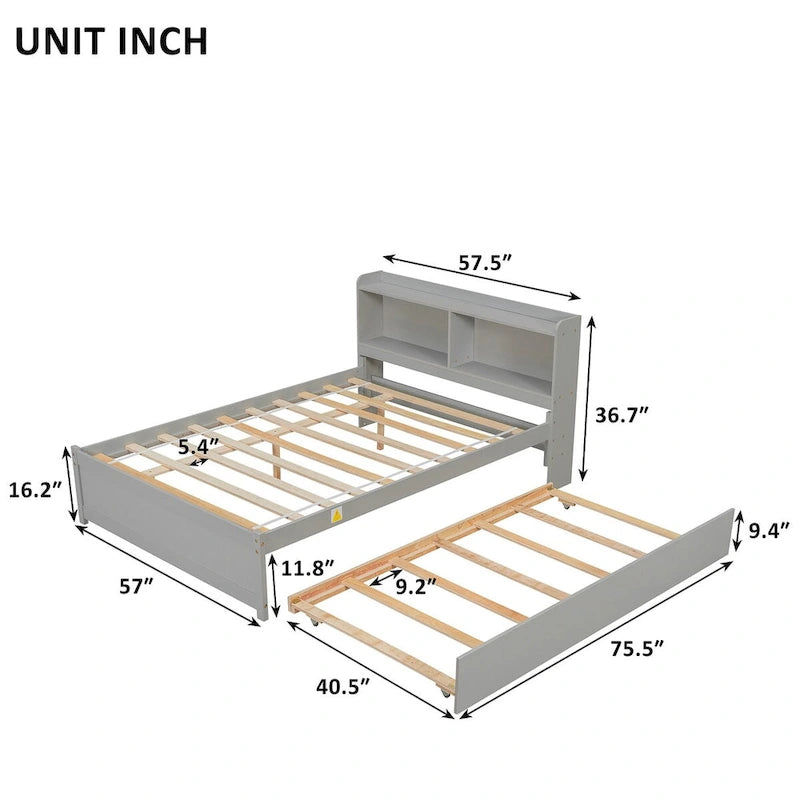 Full Bed with Trundle,Bookcase