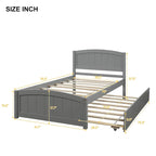 Twin Size Solid Wood Bedroom Platform Bed with Trundle