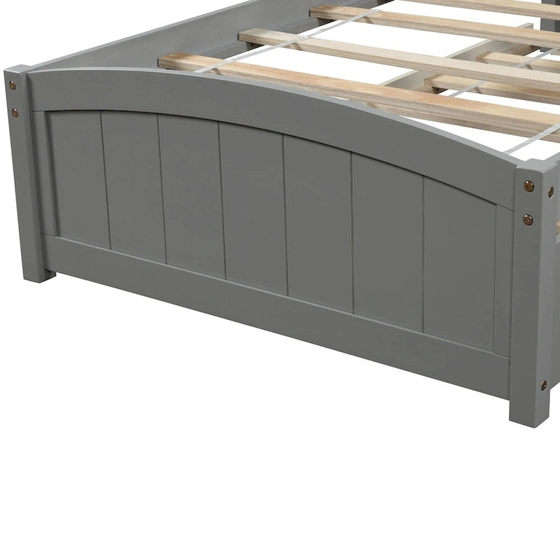 Twin Size Solid Wood Bedroom Platform Bed with Trundle