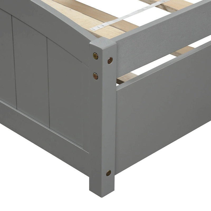 Twin Size Solid Wood Bedroom Platform Bed with Trundle