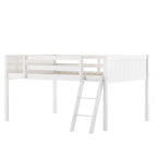 Wood Low Loft Bed w/Ladder,Ladder Can Be Placed On The Left Or Right